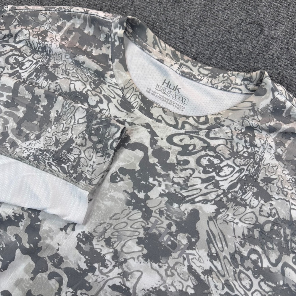 Huk Icon X Tide Change Shirt Mens 3XL Gray Camo Colorblock Performance‎ Fishing